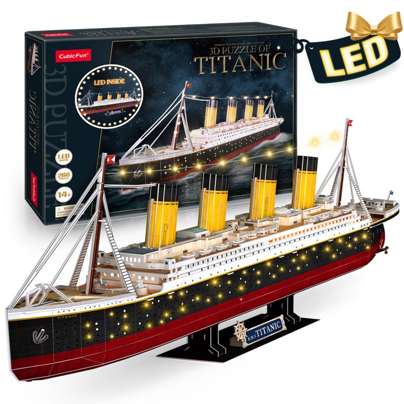 CubicFun 3D Puzzles for Adults - LED Titanic 35'' Large Ship - New Home Desk Decor - House Warming, Wedding, Anniversary, Valentines Day Gifts for Him Her Teacher Long Distance Relationship Gifts - Image 1